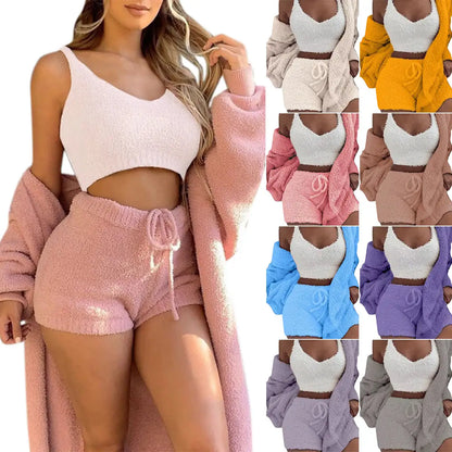 COZY© 3-Piece Set (Short Bottoms, Tank Top, Throw Over)