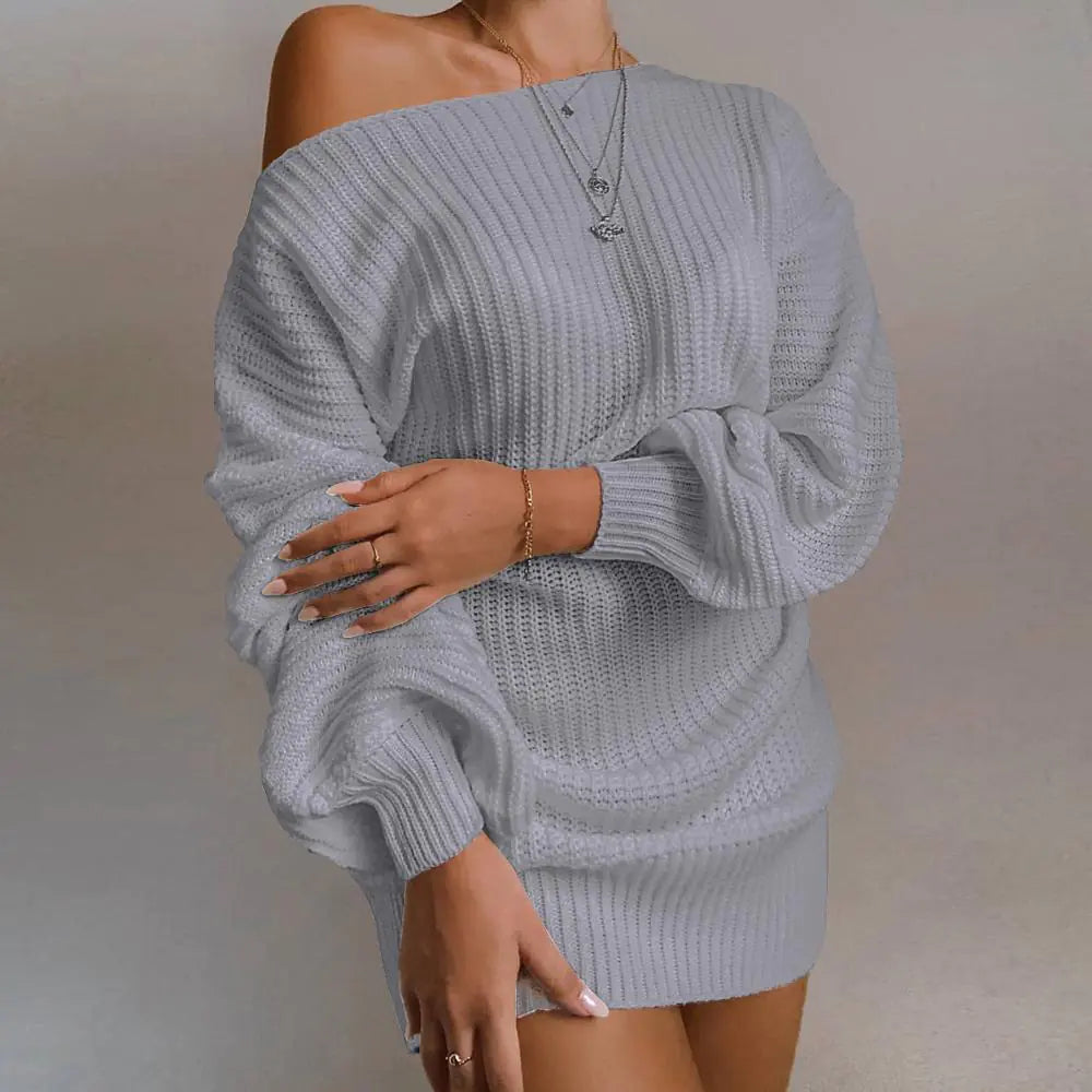 COZY© Off-Shoulder Knitted Sweater Dress