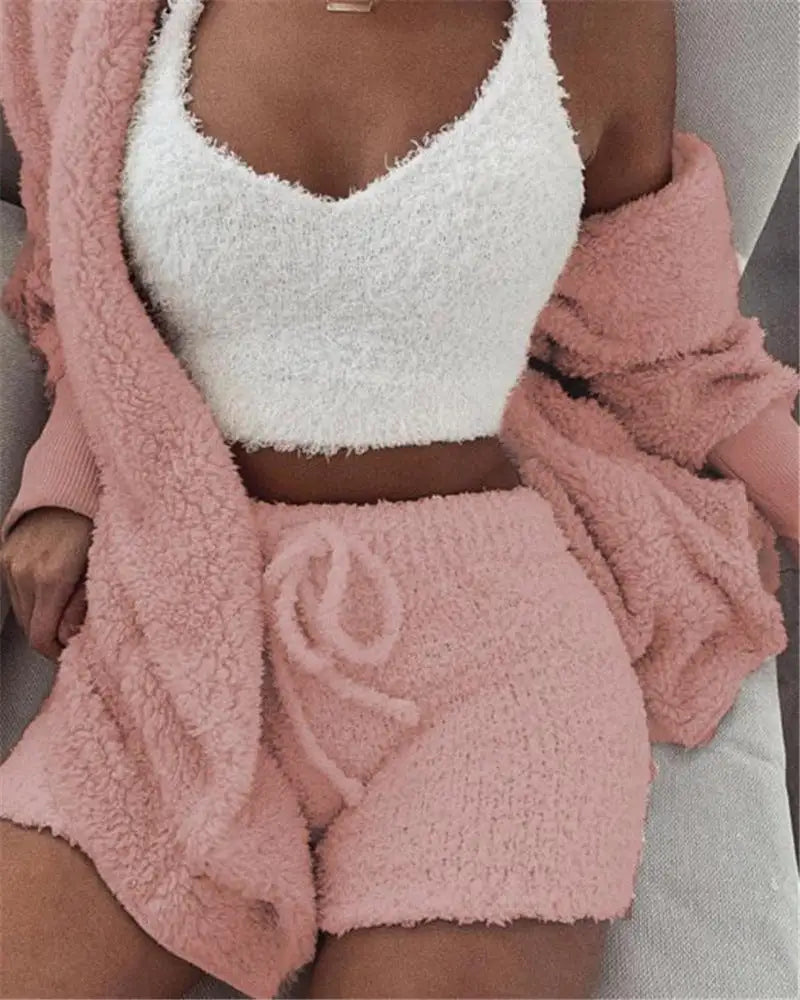 COZY© 3-Piece Set (Short Bottoms, Tank Top, Throw Over)