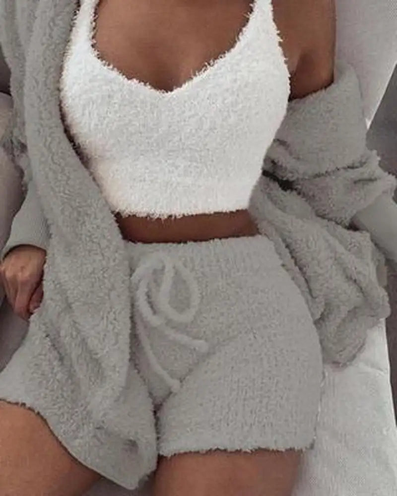 COZY© 3-Piece Set (Short Bottoms, Tank Top, Throw Over)