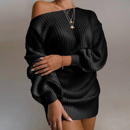 COZY© Off-Shoulder Knitted Sweater Dress