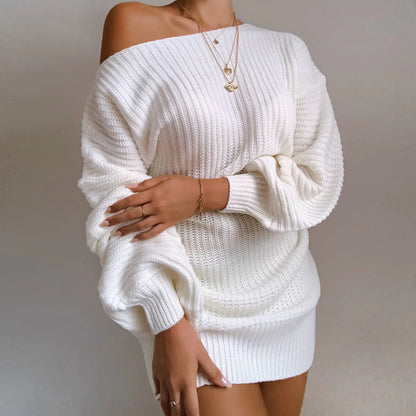 COZY© Off-Shoulder Knitted Sweater Dress