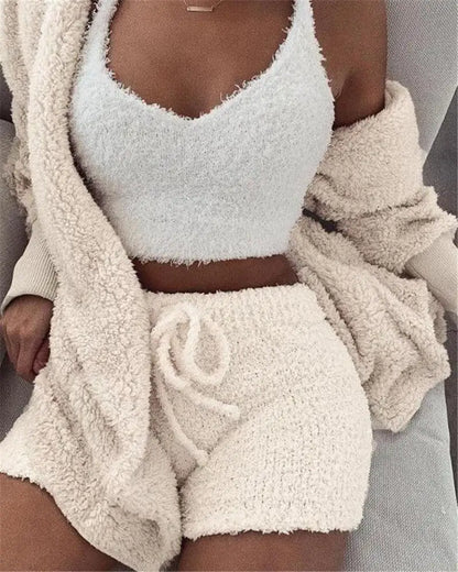 COZY© 3-Piece Set (Short Bottoms, Tank Top, Throw Over)