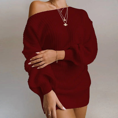 COZY© Off-Shoulder Knitted Sweater Dress